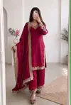 Ssc 730 Heavy Chinon Silk Embroidery Work Plazzo Suits